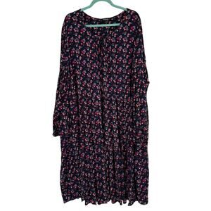 Ulla Popken size 28/30 NWT! Navy Blue with Pink Floral Boho Hippie Dress